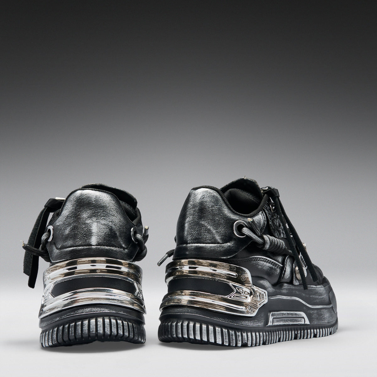 KOI Footwear - Metamorphosis Distressed Platform Trainers - Charcoal