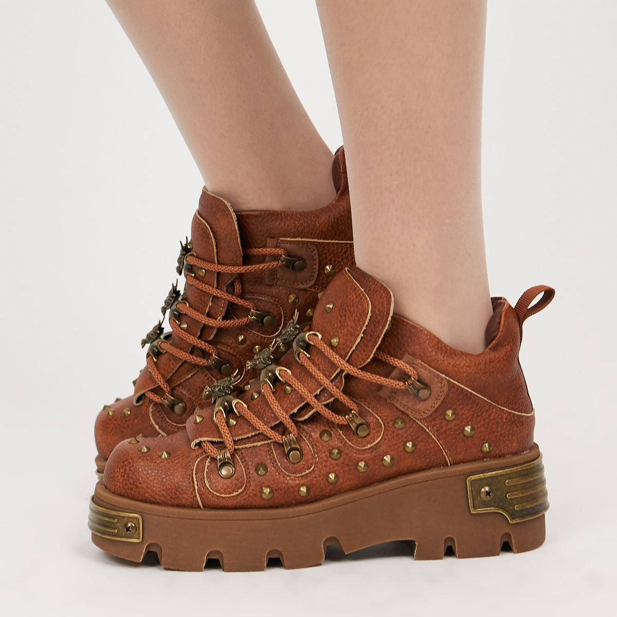KOI Footwear - Thurnax Chunky Hardware Trainers - Brown