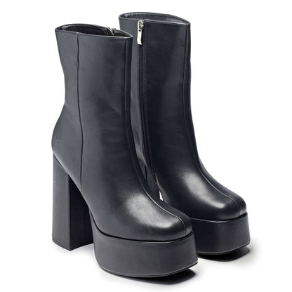 KOI Footwear - Lexus Black Platform Heeled Boots