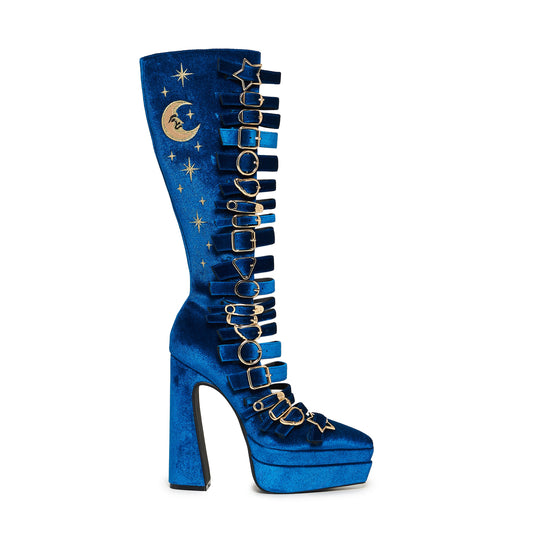 KOI Footwear - Cyberspace Celestial Long Boots - Blue