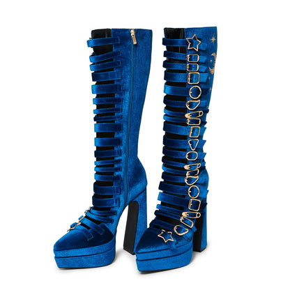 KOI Footwear - Cyberspace Celestial Long Boots - Blue
