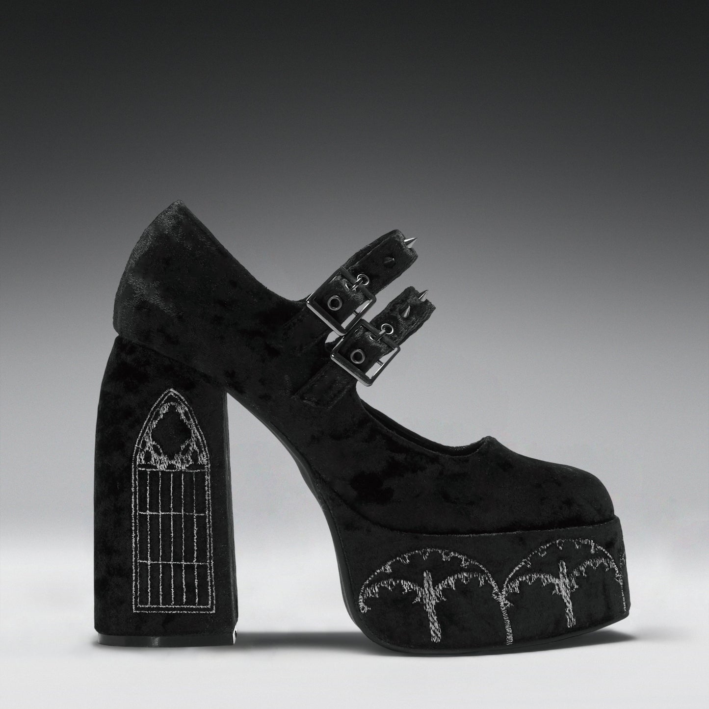 KOI Footwear - Lady Menace Grunge Crushed Velvet Heels - Black
