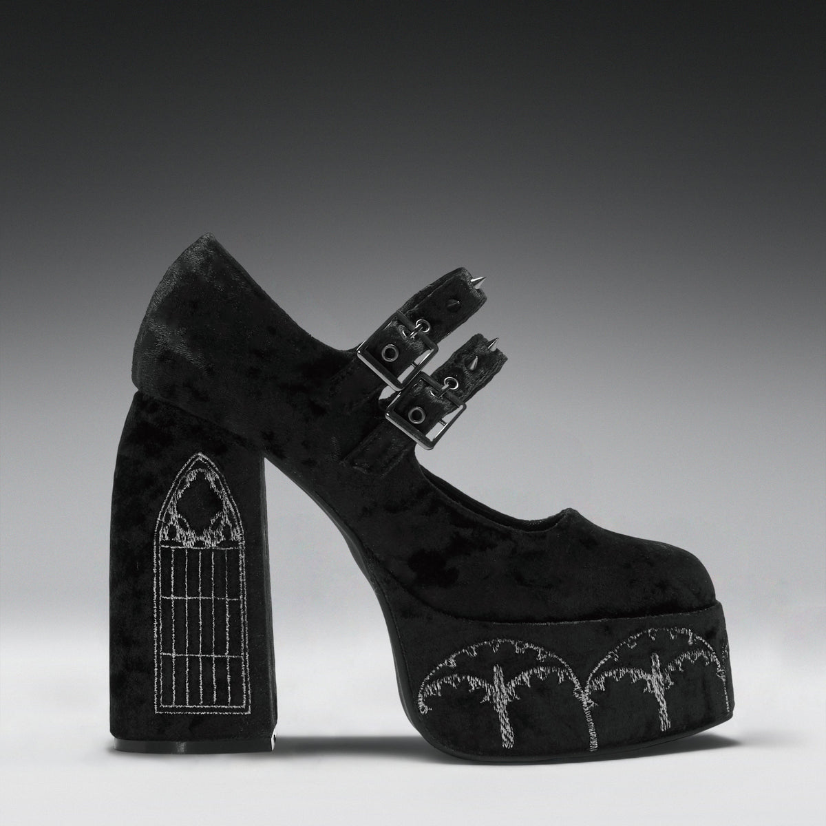 KOI Footwear - Lady Menace Grunge Crushed Velvet Heels - Black