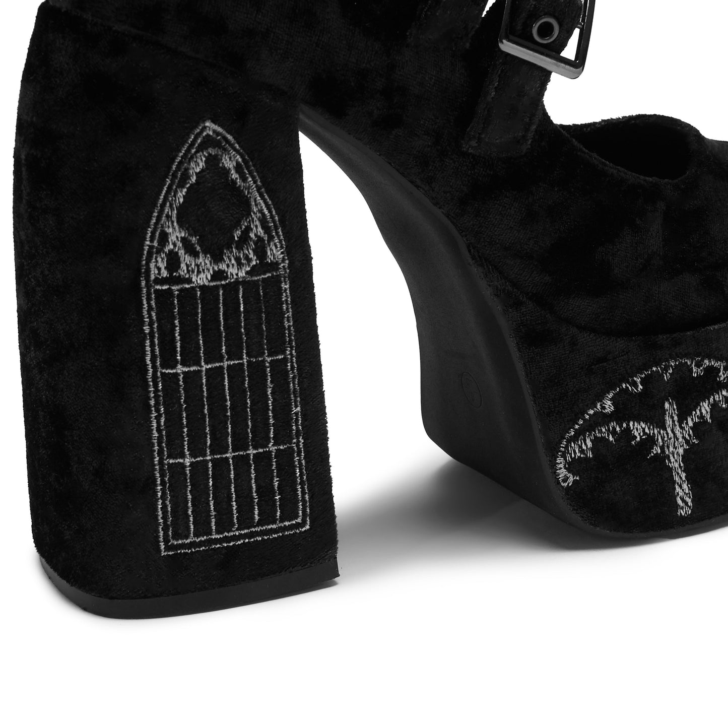 KOI Footwear - Lady Menace Grunge Crushed Velvet Heels - Black