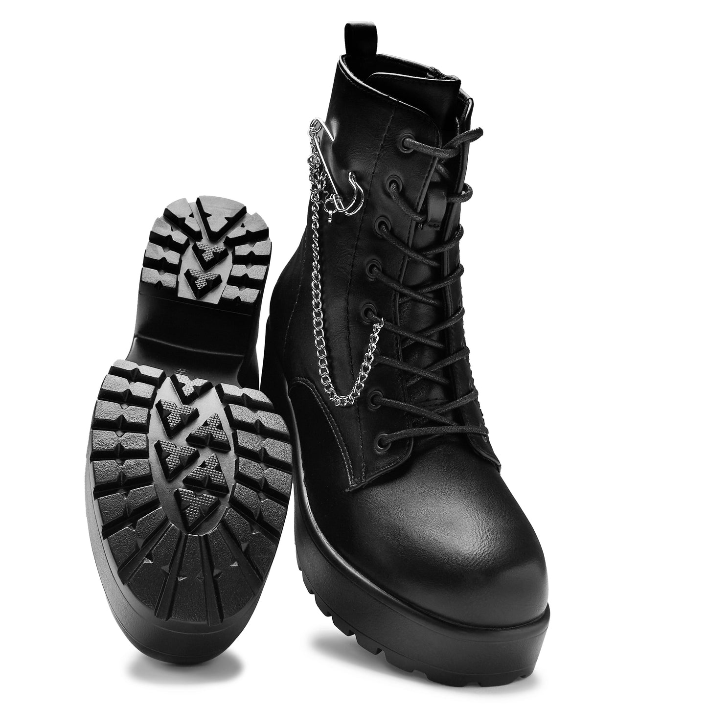 KOI Footwear - Salvius Safety Pin Military Lace Up Boots - Black