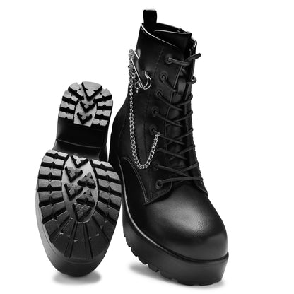 KOI Footwear - Salvius Safety Pin Military Lace Up Boots - Black