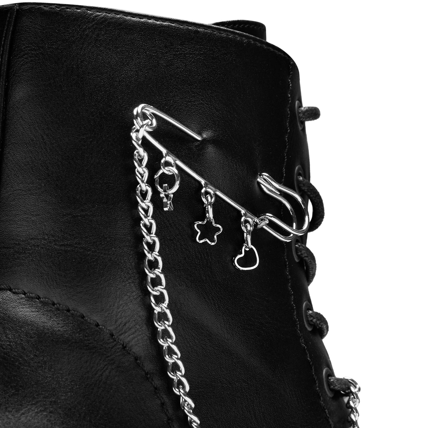 KOI Footwear - Salvius Safety Pin Military Lace Up Boots - Black