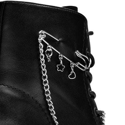 KOI Footwear - Salvius Safety Pin Military Lace Up Boots - Black
