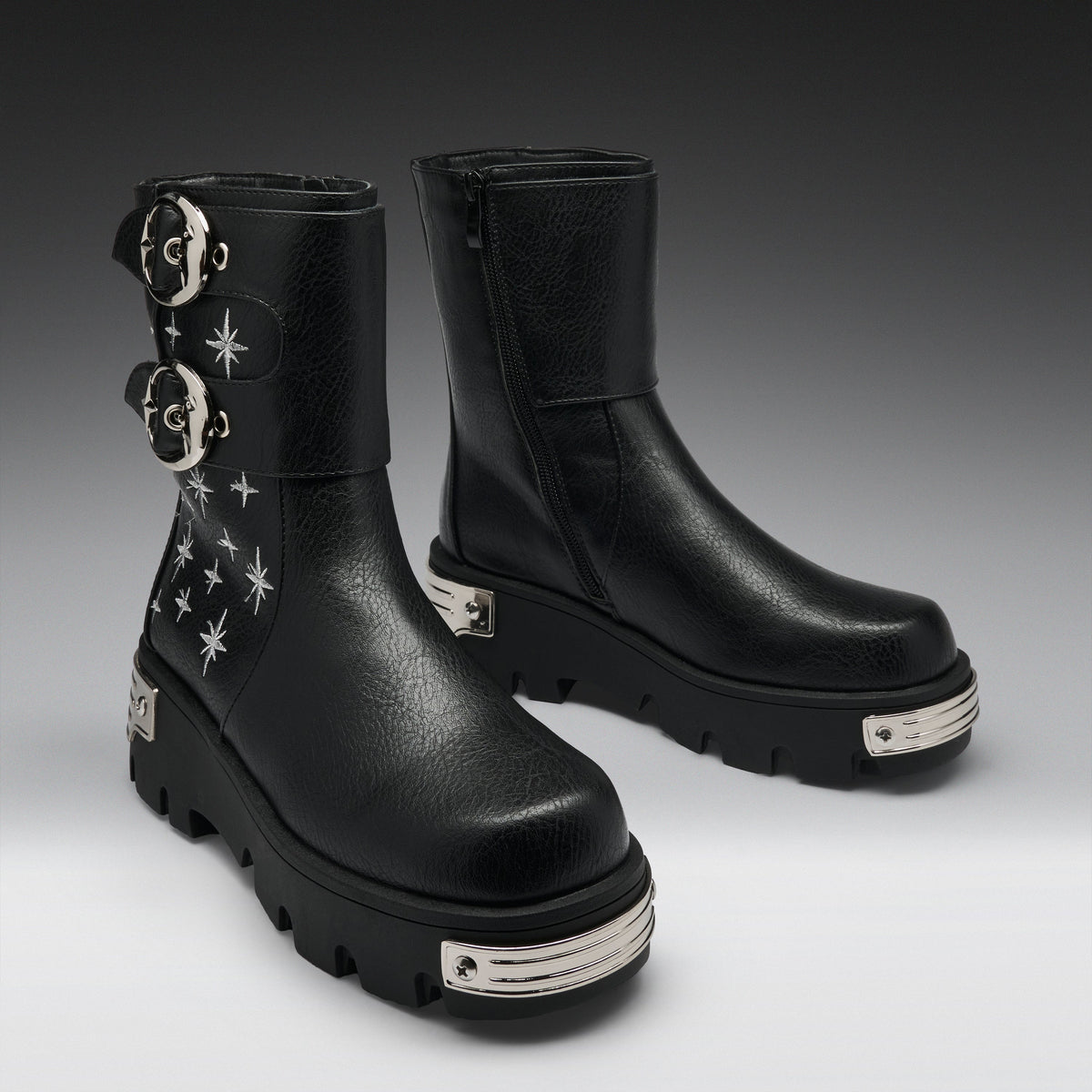 KOI Footwear - Eclipsed Rituals Biker Boots -Black
