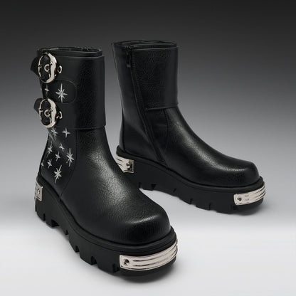 KOI Footwear - Eclipsed Rituals Biker Boots -Black