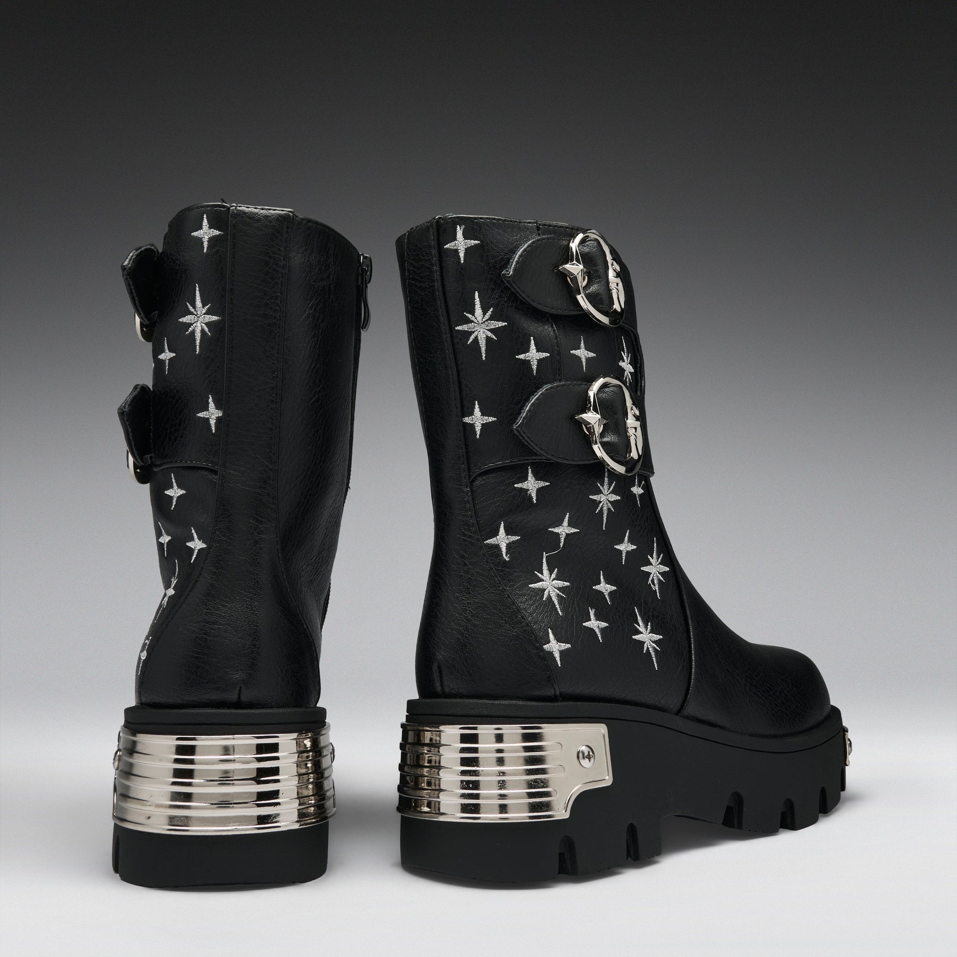 KOI Footwear - Eclipsed Rituals Biker Boots -Black