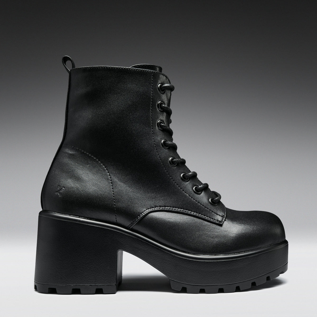 KOI Footwear - Black Leather Chunky Platform Military Boots