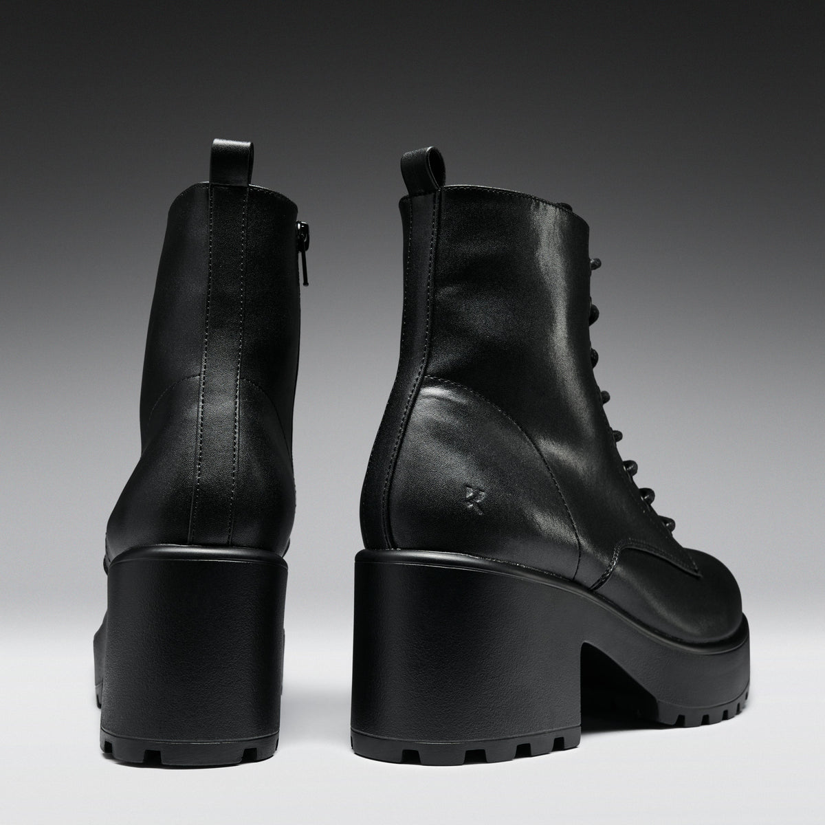 KOI Footwear - Black Leather Chunky Platform Military Boots