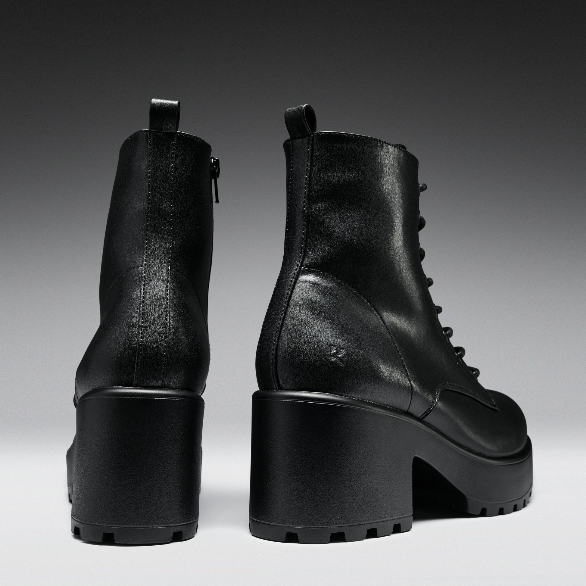 KOI Footwear - Black Leather Chunky Platform Military Boots