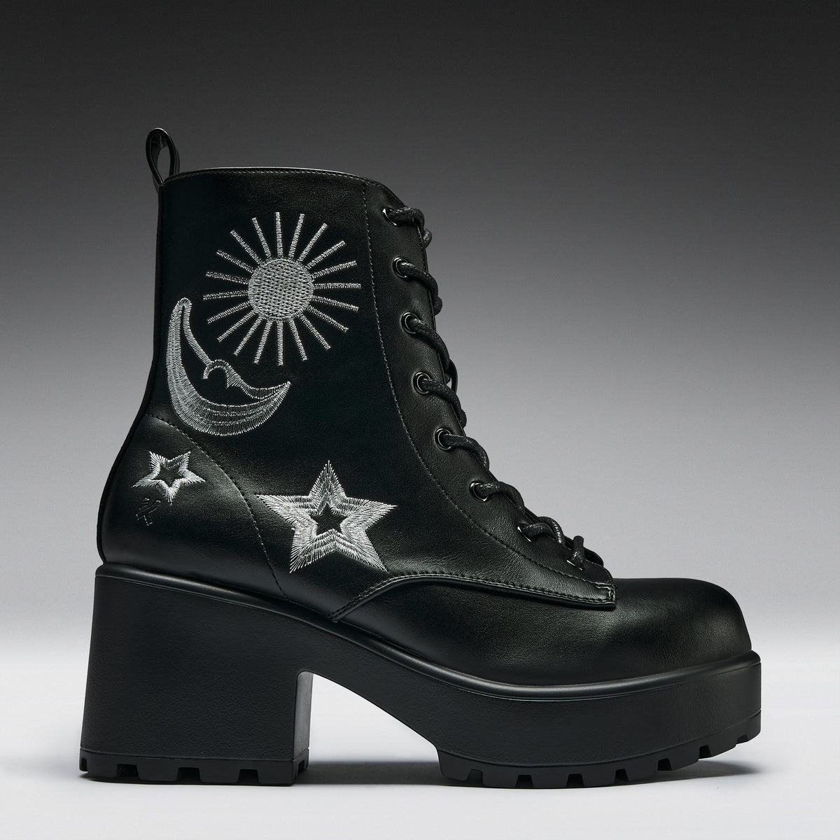 KOI Footwear - Astro Silver Star & Moon Chunky Boots