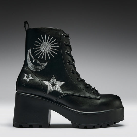 KOI Footwear - Astro Silver Star & Moon Chunky Boots