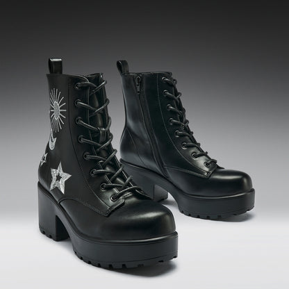KOI Footwear - Astro Silver Star & Moon Chunky Boots