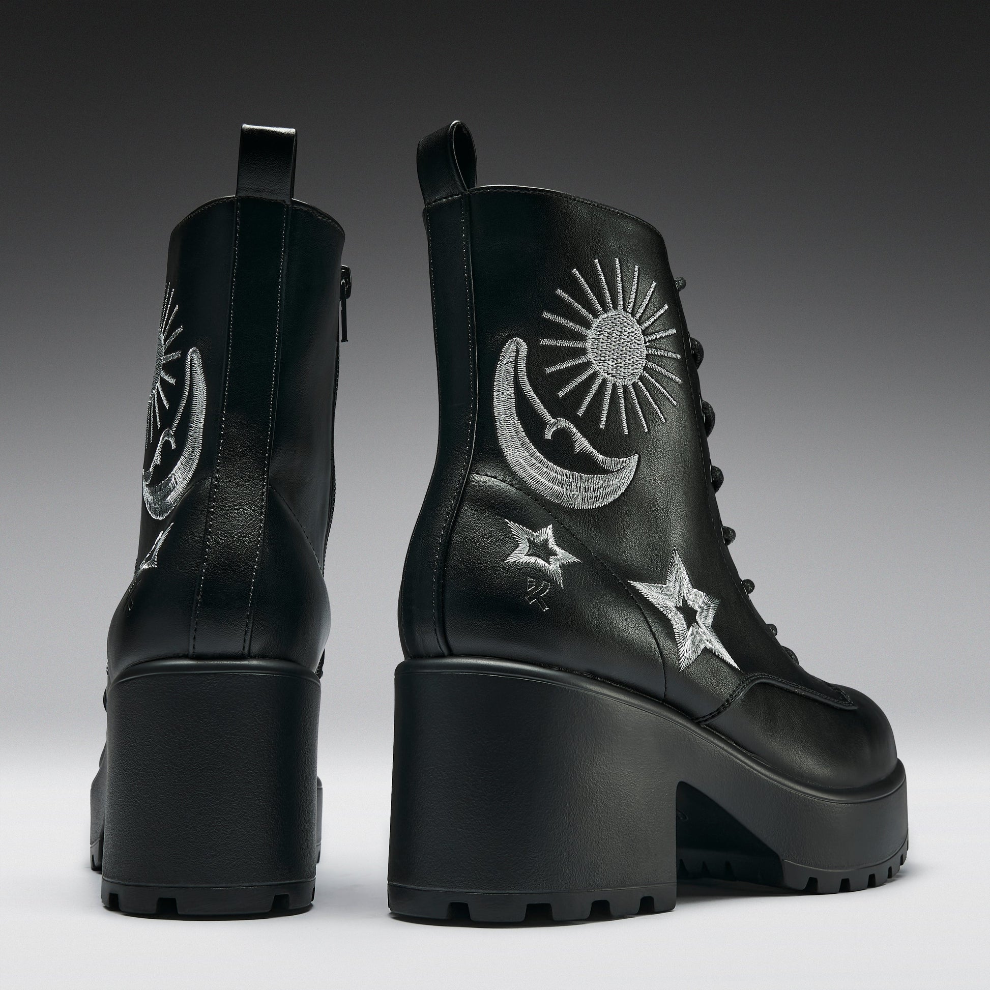 KOI Footwear - Astro Silver Star & Moon Chunky Boots