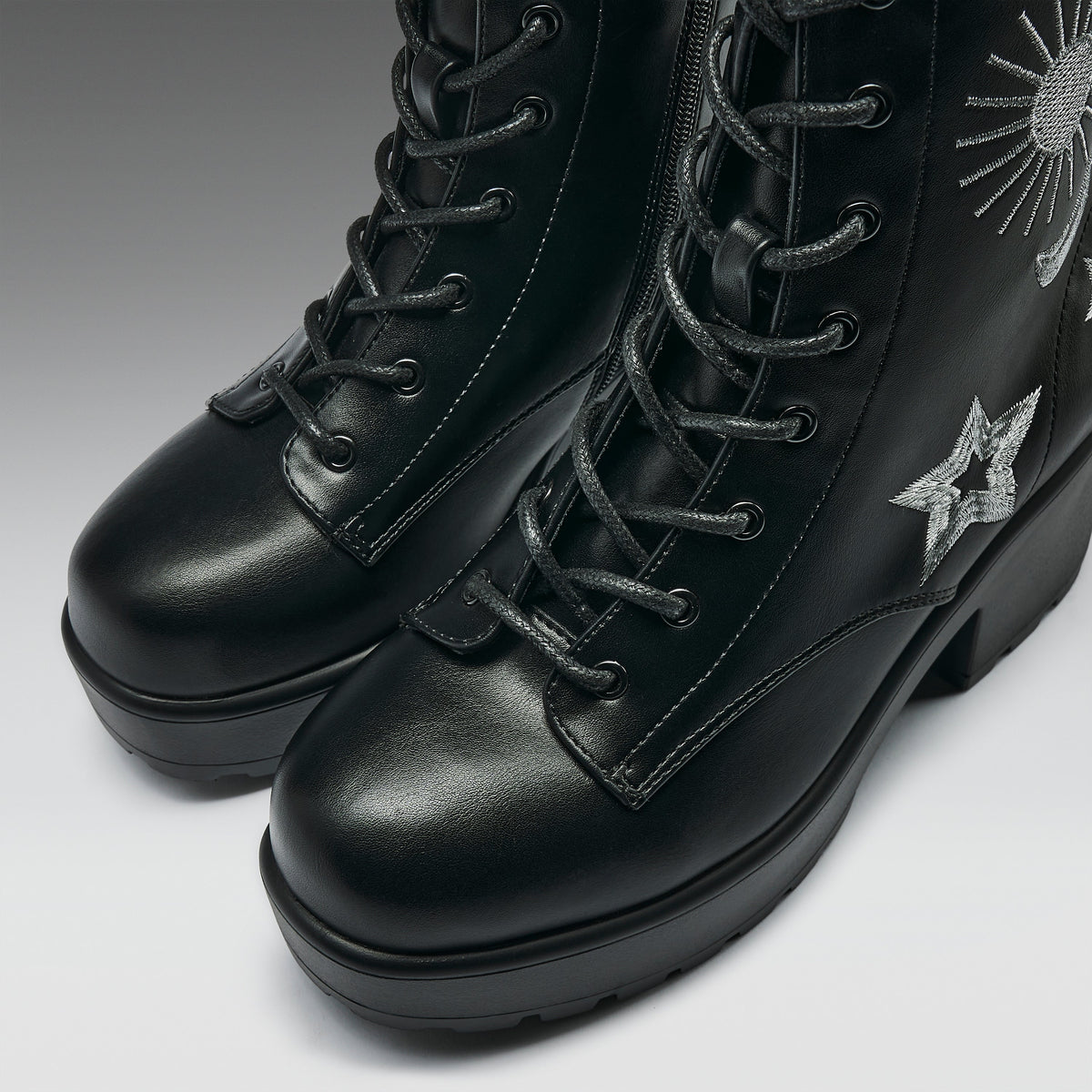 KOI Footwear - Astro Silver Star & Moon Chunky Boots