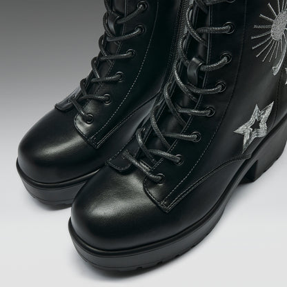 KOI Footwear - Astro Silver Star & Moon Chunky Boots