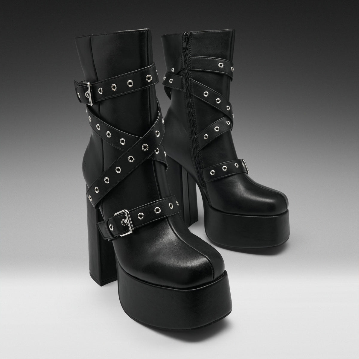 KOI Footwear - Altmeri Heeled Platform Boots - Black