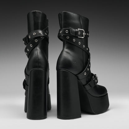 KOI Footwear - Altmeri Heeled Platform Boots - Black