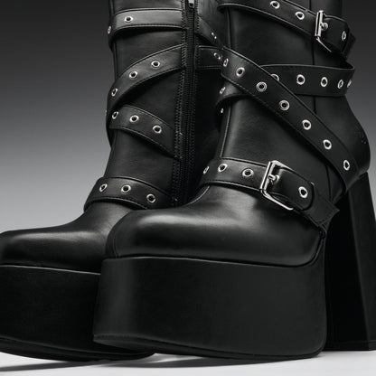 KOI Footwear - Altmeri Heeled Platform Boots - Black
