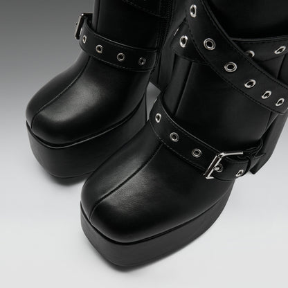 KOI Footwear - Altmeri Heeled Platform Boots - Black