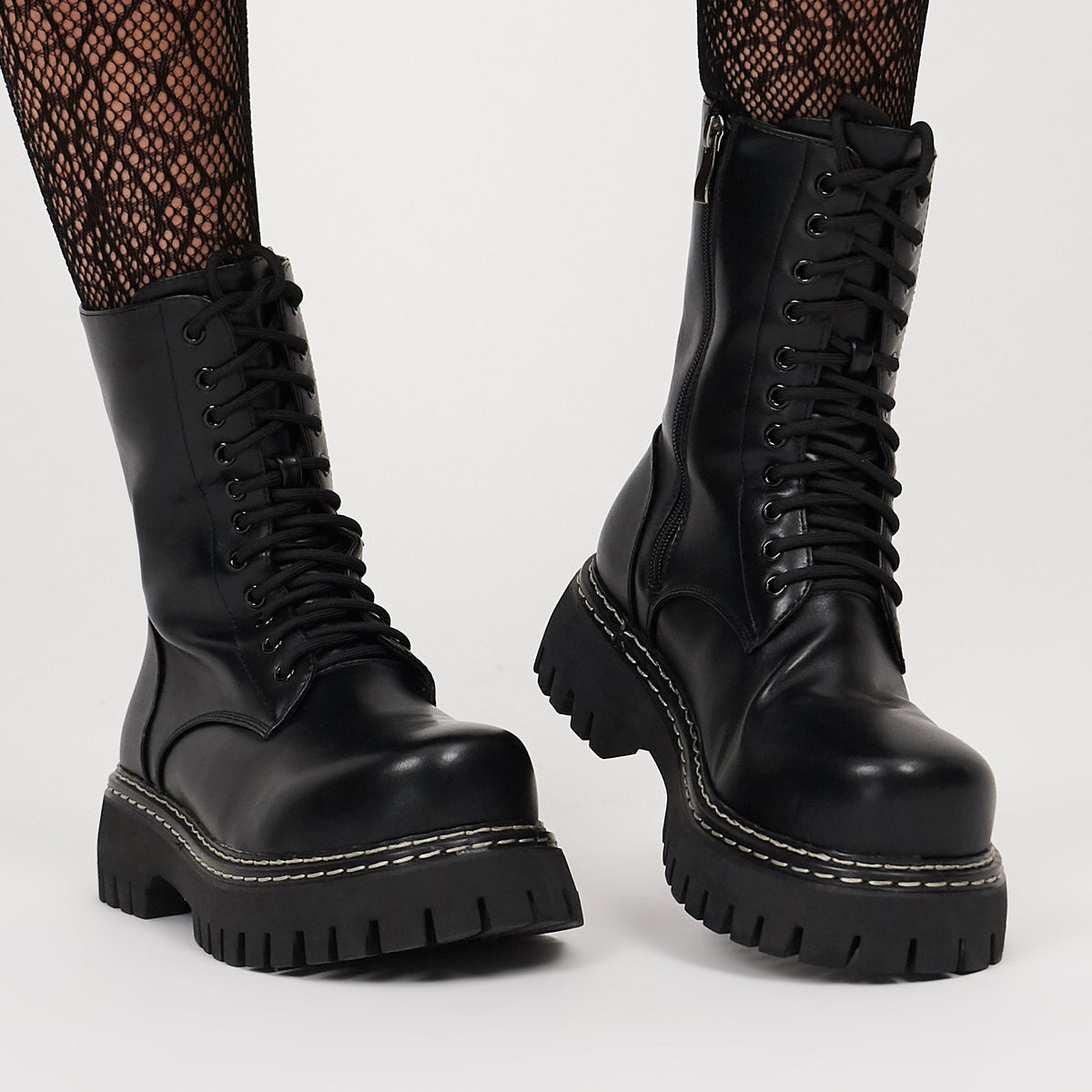 KOI Footwear - Arasaka Double Rand Military Boots - Black