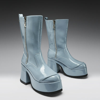 KOI Footwear - Halcyon Chunky Heeled Boots -Sea Blue