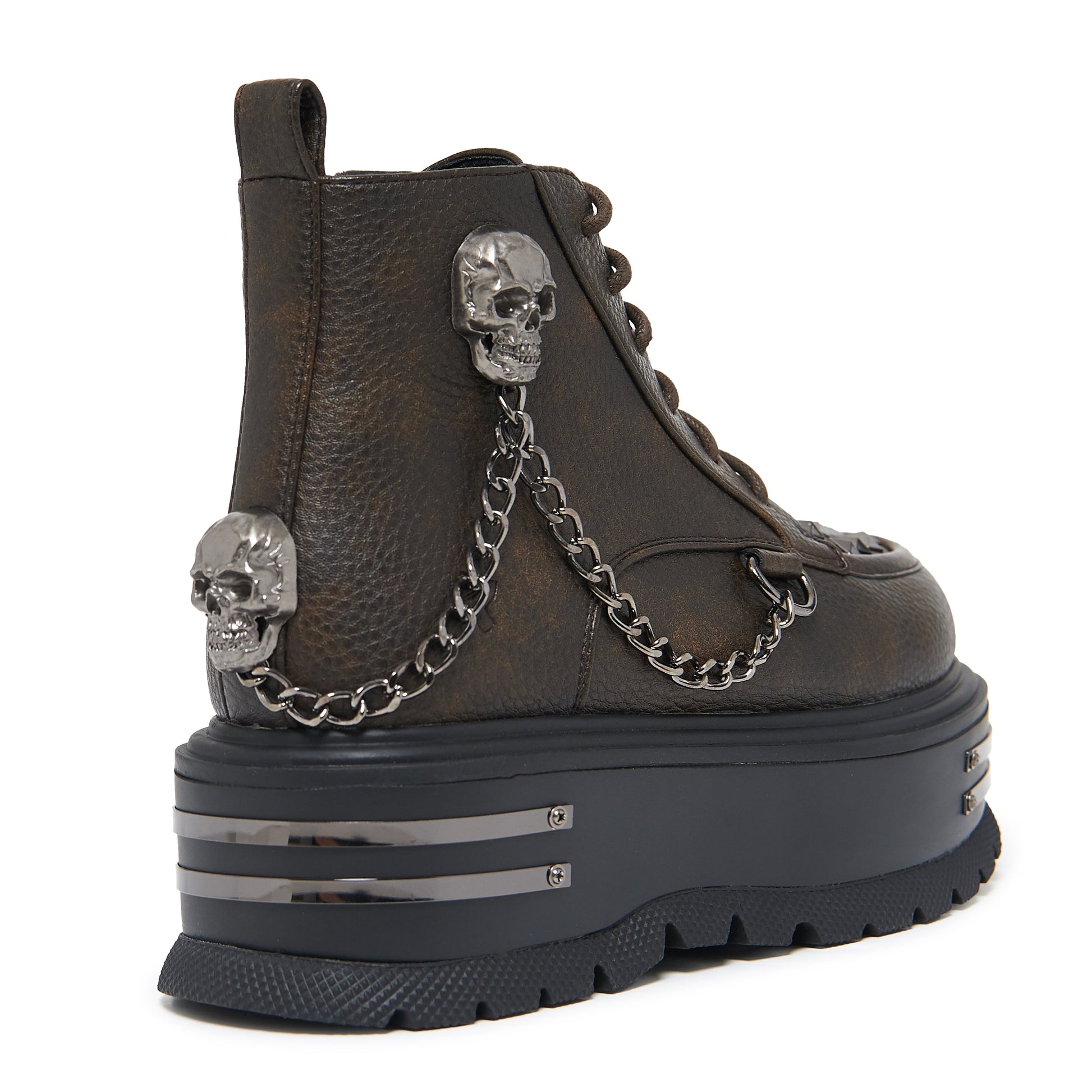 KOI Footwear - Chained Up Envy Skull Hardware Platform Boots