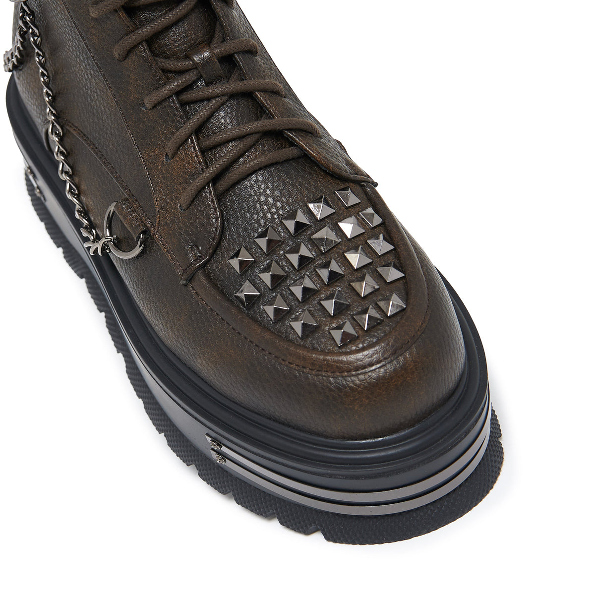 KOI Footwear - Chained Up Envy Skull Hardware Platform Boots