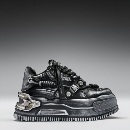 KOI Footwear - Metamorphosis Men's Distressed Platform Trainers - Black Fade