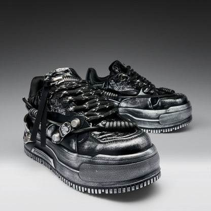 KOI Footwear - Metamorphosis Men's Distressed Platform Trainers - Black Fade