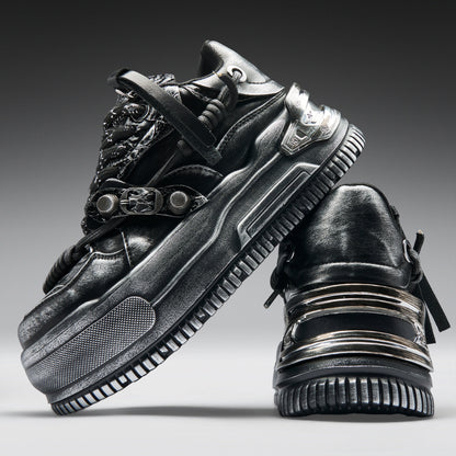 KOI Footwear - Metamorphosis Men's Distressed Platform Trainers - Black Fade