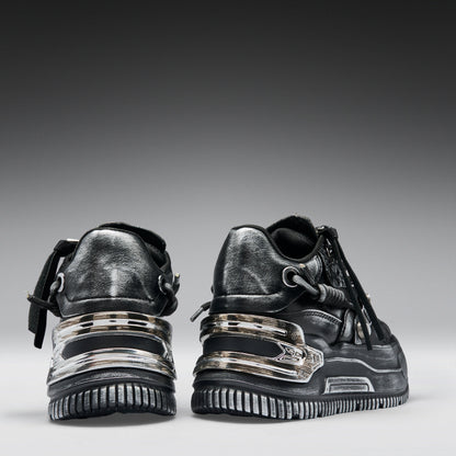 KOI Footwear - Metamorphosis Men's Distressed Platform Trainers - Black Fade