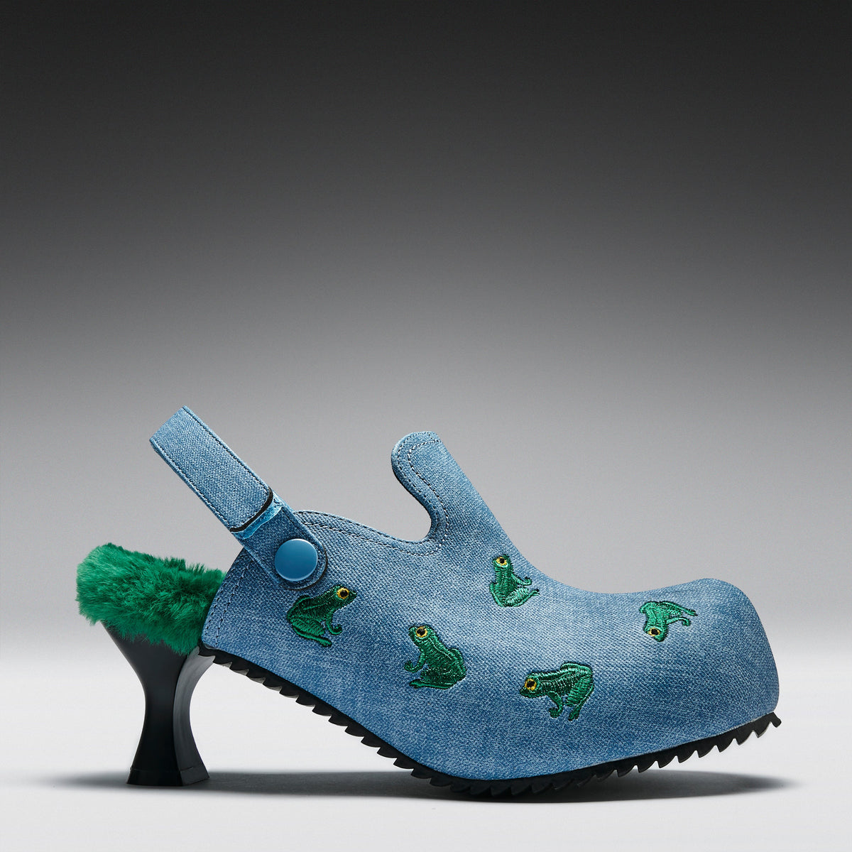 KOI Footwear - Ribbit Heeled Frog Mules - Denim