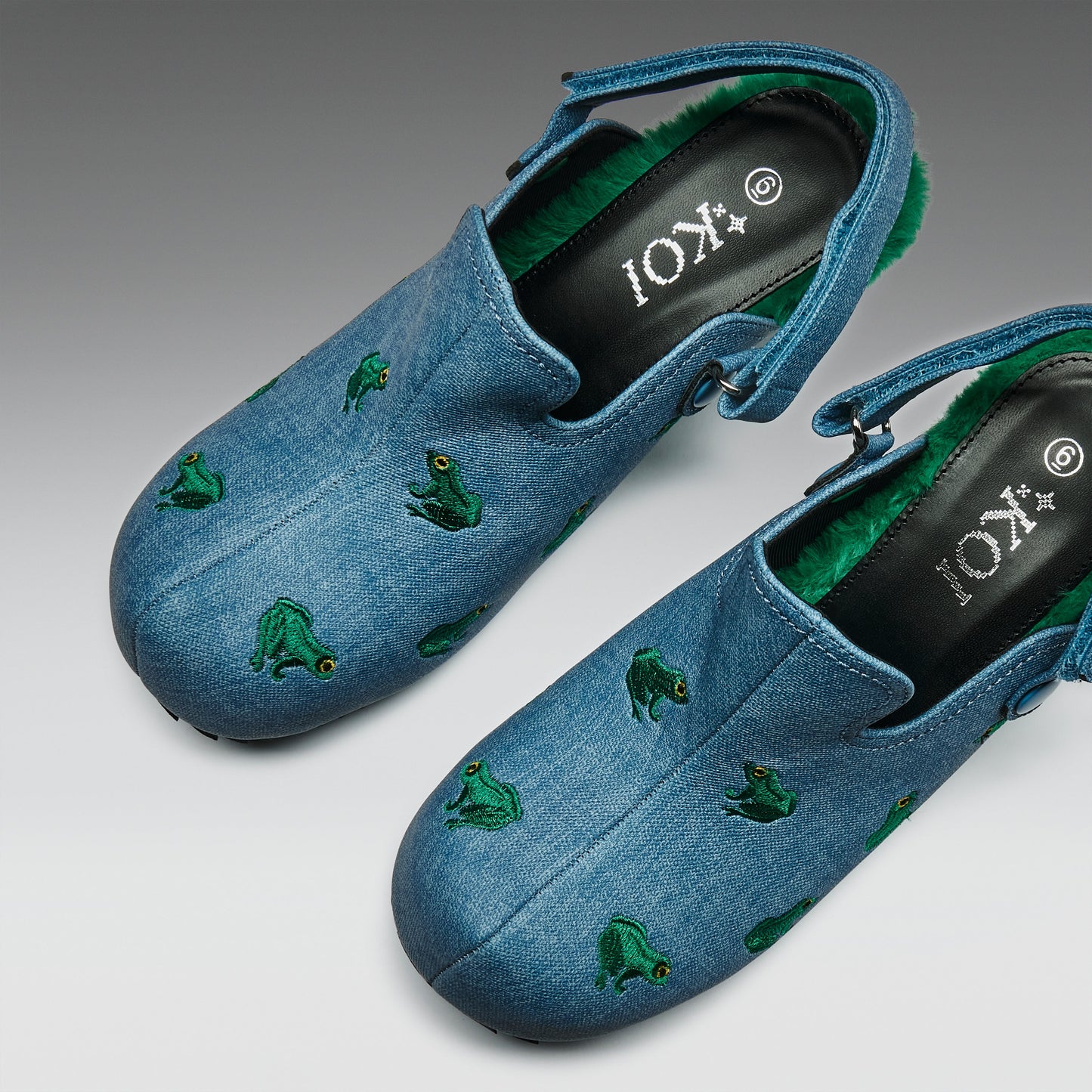 KOI Footwear - Ribbit Heeled Frog Mules - Denim