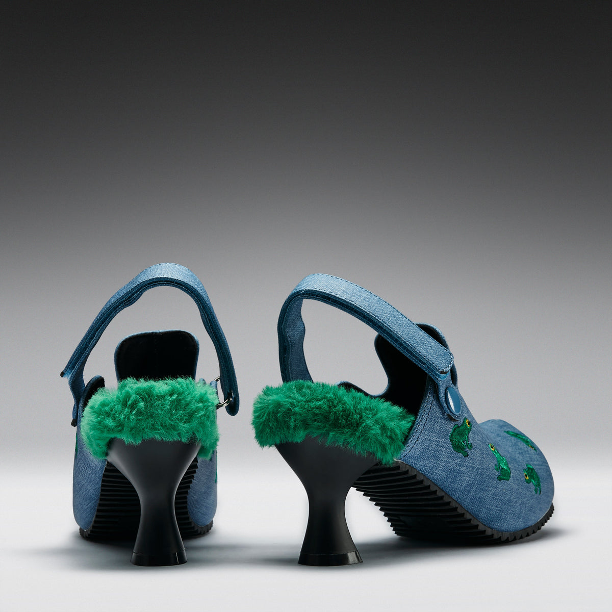 KOI Footwear - Ribbit Heeled Frog Mules - Denim