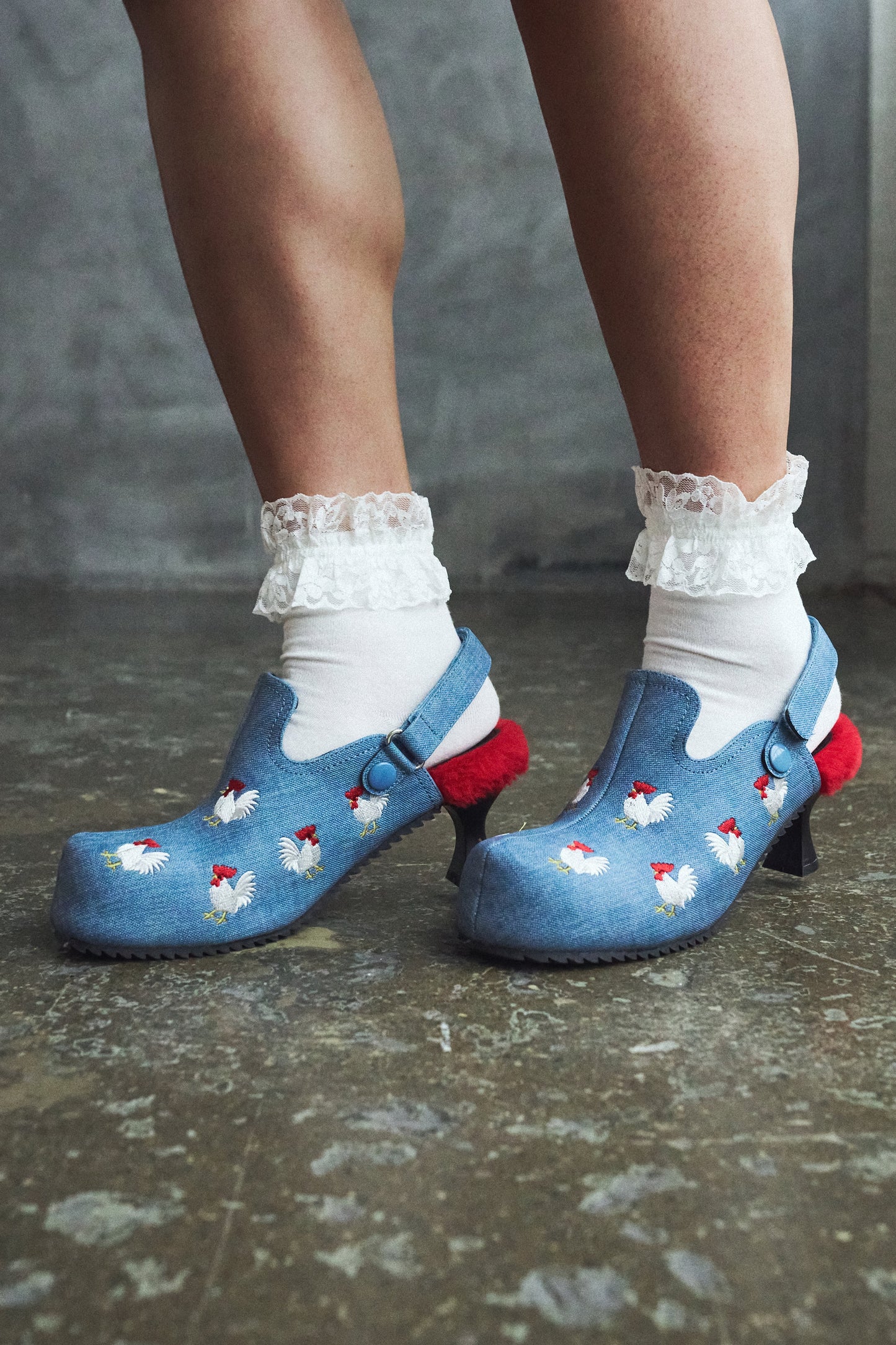 KOI Footwear - Cluck Cluck Chicken Mules - Denim