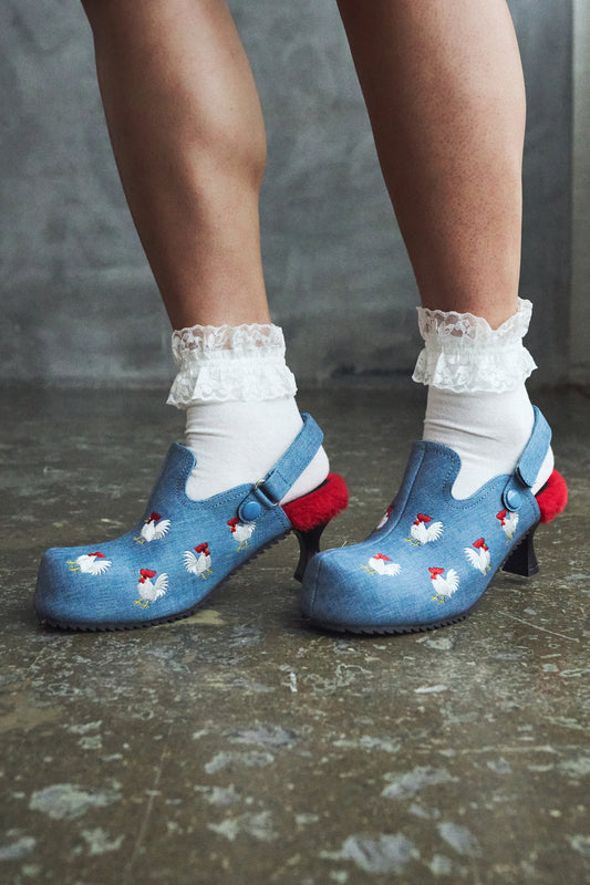 KOI Footwear - Cluck Cluck Chicken Mules - Denim