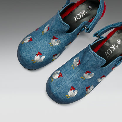 KOI Footwear - Cluck Cluck Chicken Mules - Denim