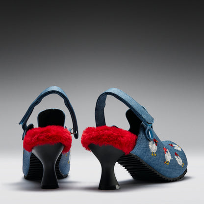 KOI Footwear - Cluck Cluck Chicken Mules - Denim