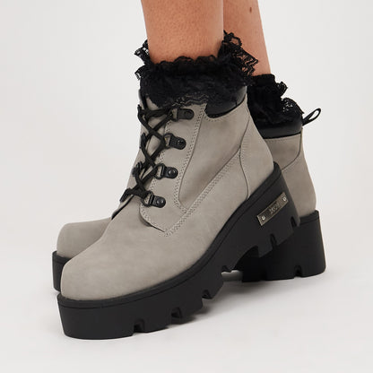 KOI Footwear - Novus KOI Chunky Lace Up Boots - Grey