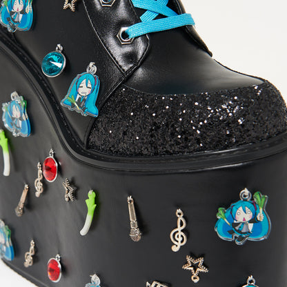 KOI Footwear - Musical Leek Miku Mega Platform Charm Boots
