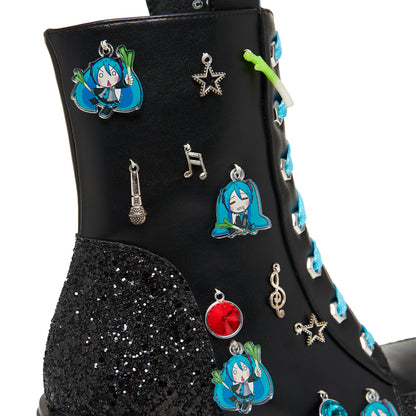 KOI Footwear - Musical Leek Miku Mega Platform Charm Boots