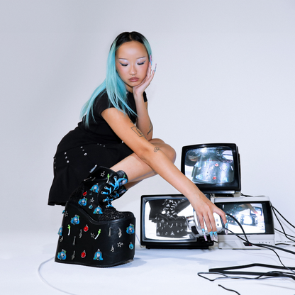 KOI Footwear - Musical Leek Miku Mega Platform Charm Boots