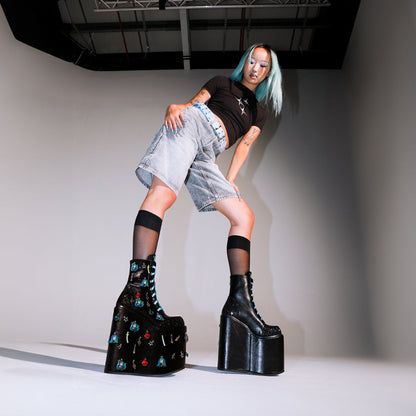 KOI Footwear - Musical Leek Miku Mega Platform Charm Boots