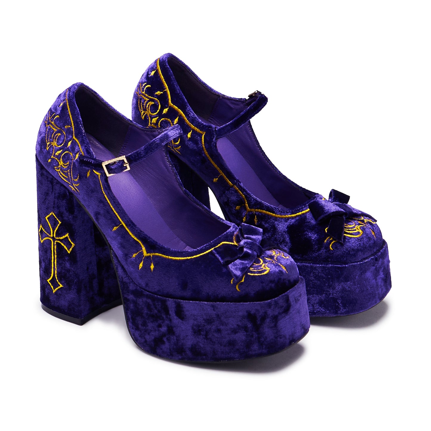 KOI Footwear - Royal Manor Velvet Platform Heels - Purple
