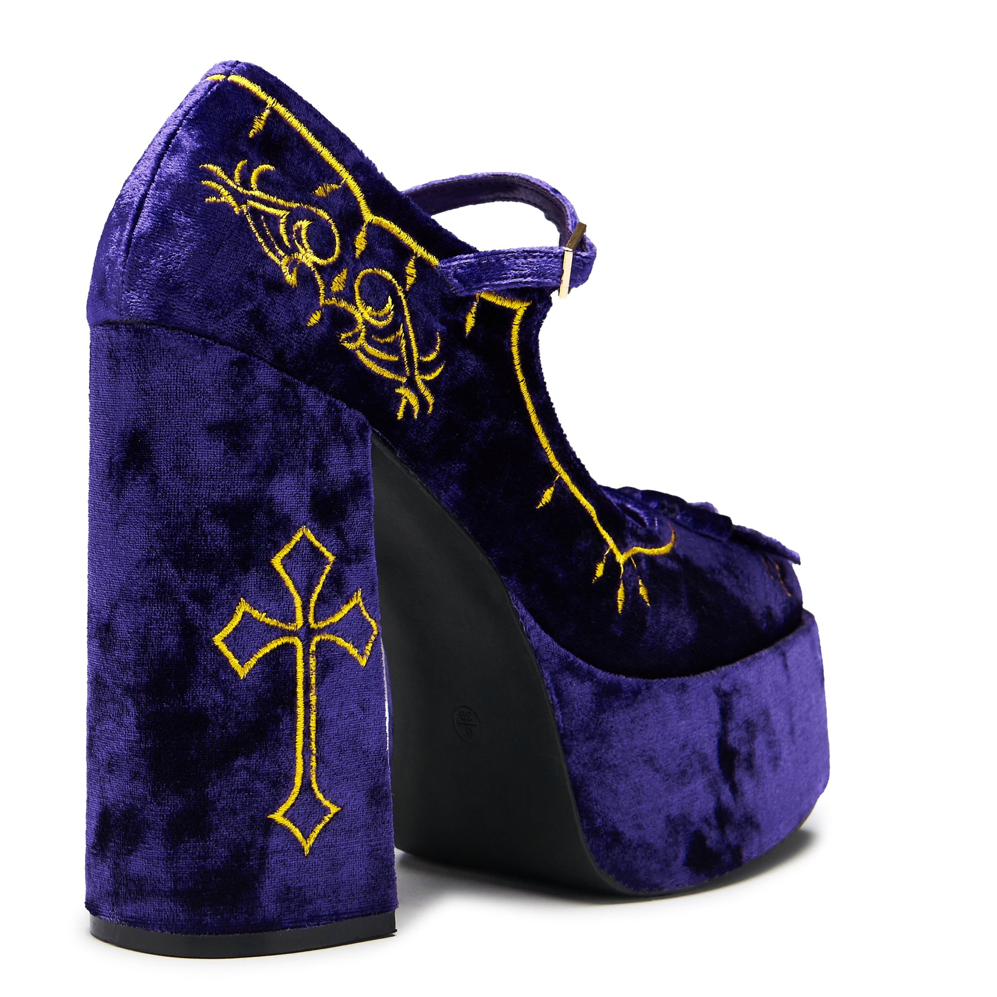 KOI Footwear - Royal Manor Velvet Platform Heels - Purple
